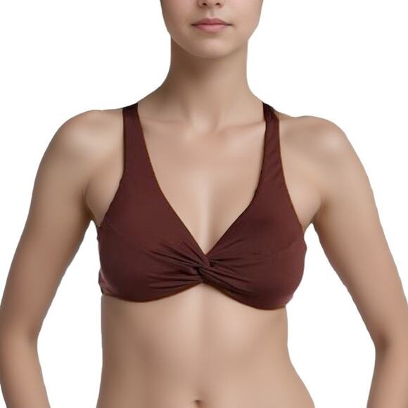 La Blanca Underwire Twist Front Swim Bikini Top in Java Brown NWT Size 14 - Picture 1 of 7